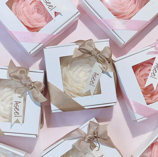 توزيعات شمعة معطرة شكل الوردة