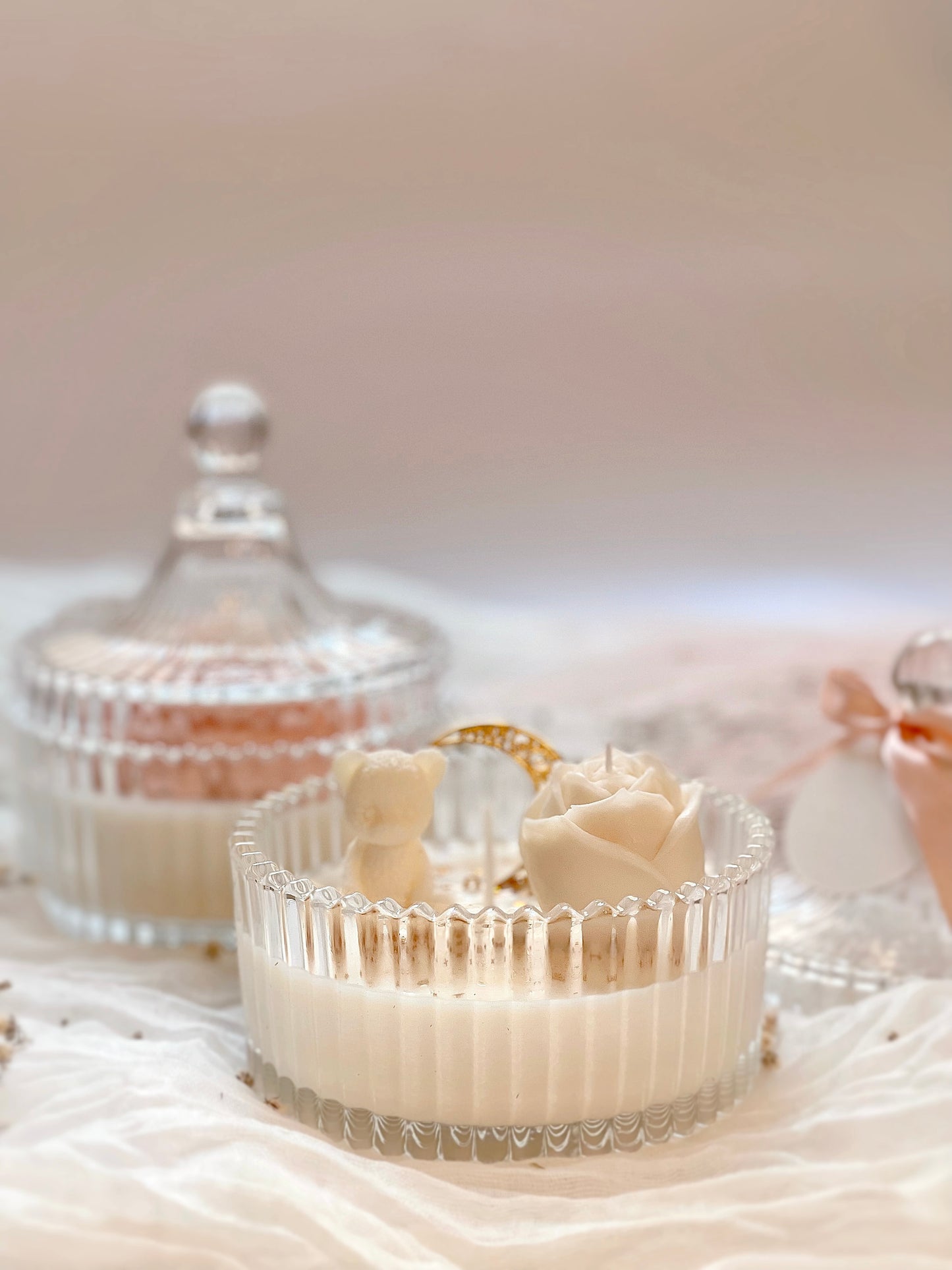 Teddy Bear Glass Candle