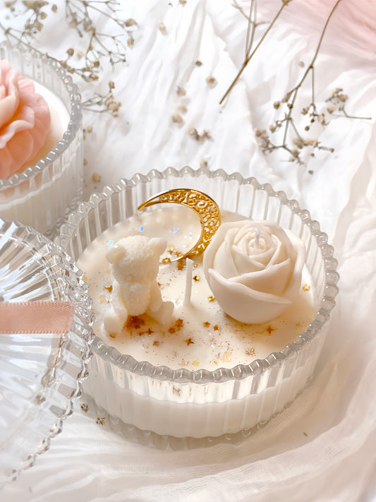 Teddy Bear Glass Candle