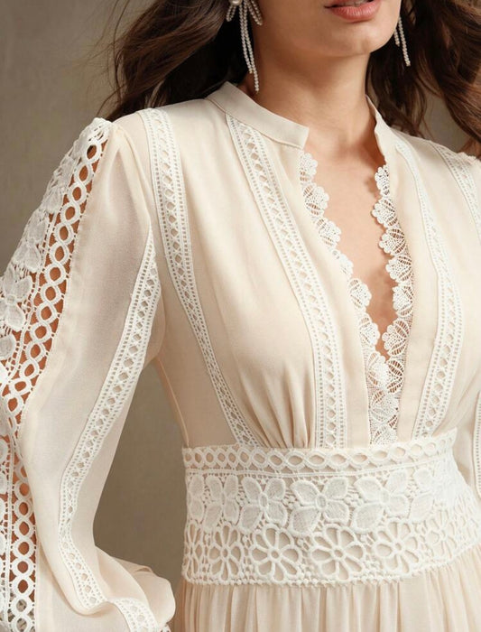 French Soft Lace Maxi Dress