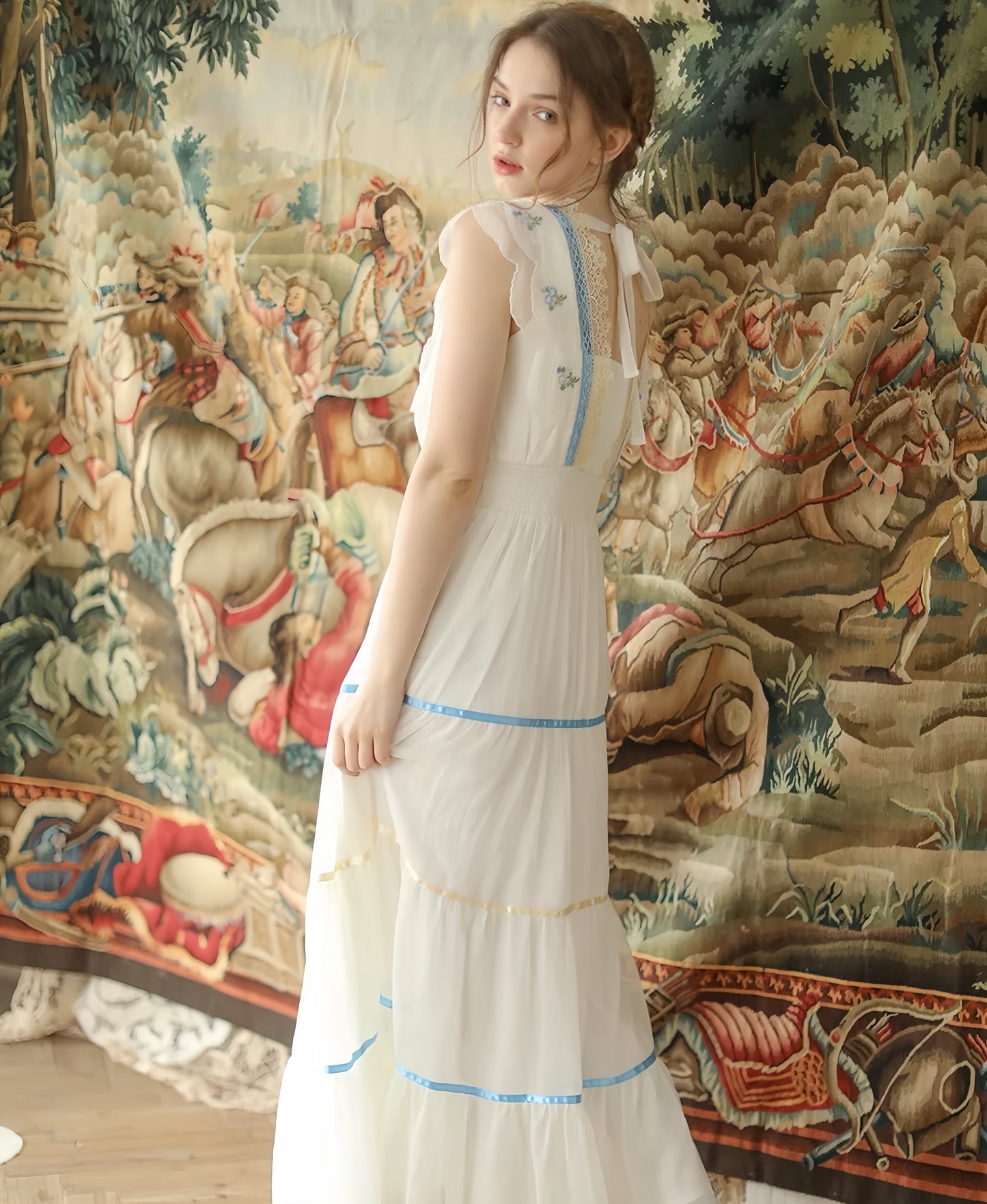 Vintage Embroidery White Dress