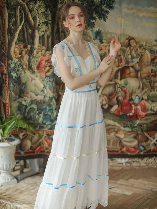 Vintage Embroidery White Dress