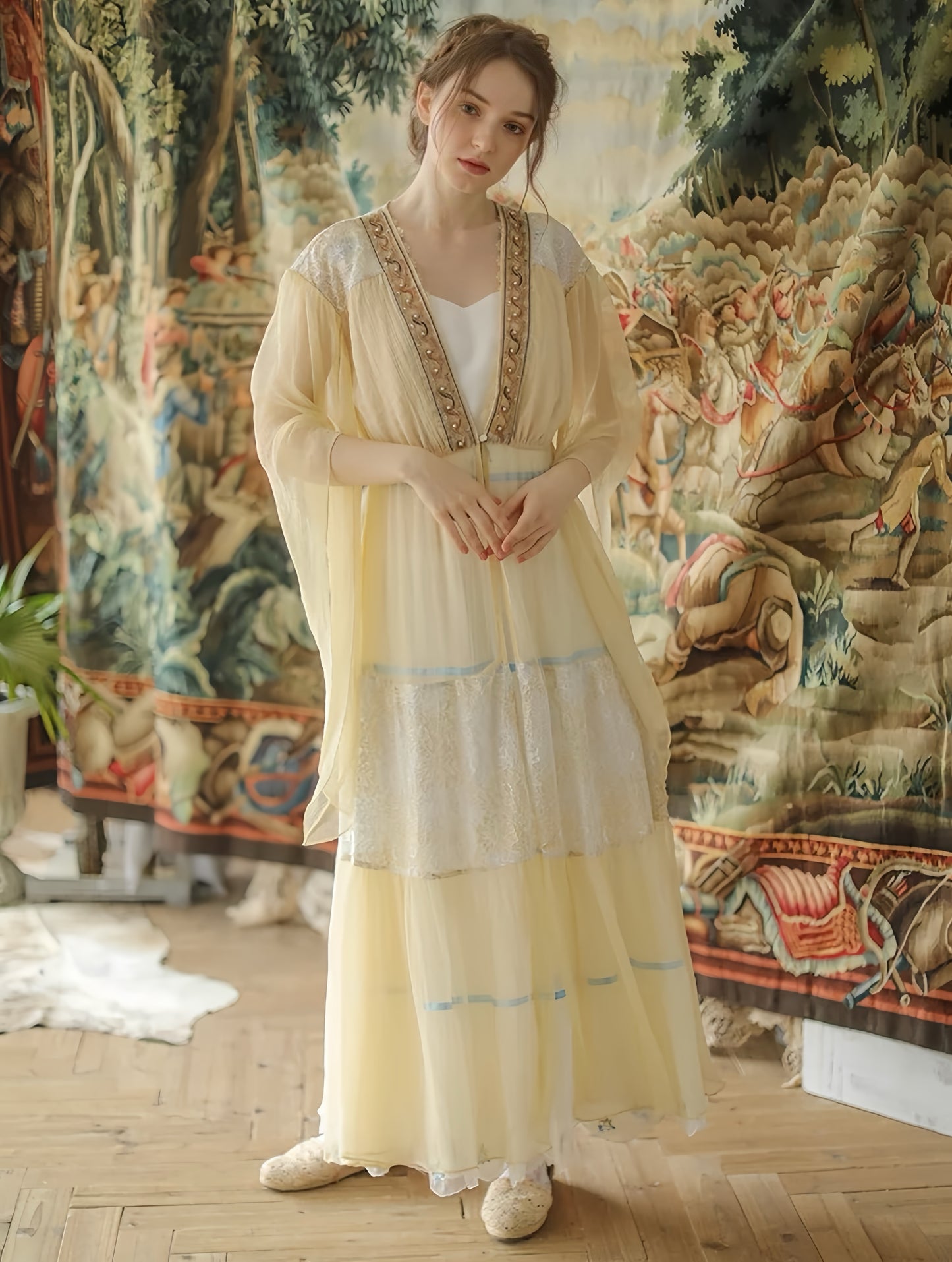 Vintage Embroidery White Dress