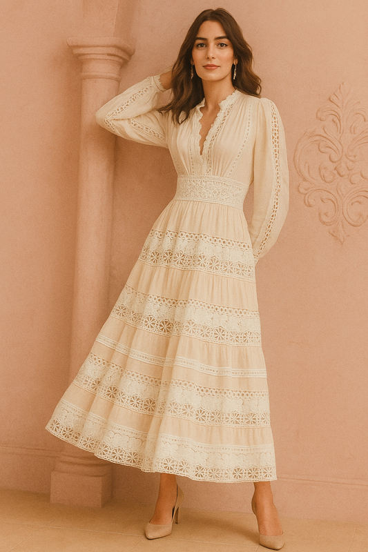 French Soft Lace Maxi Dress