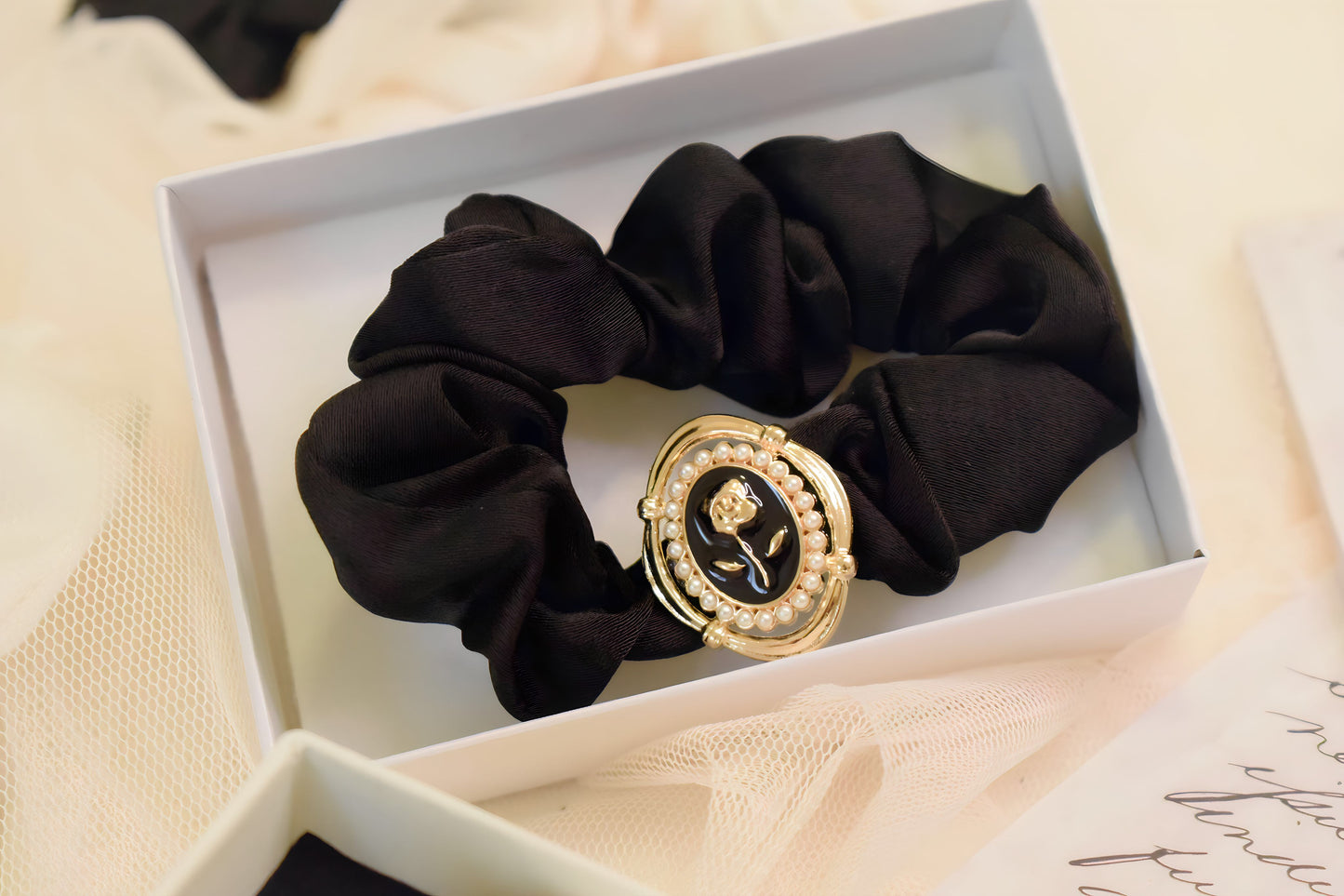 Luxury Cream Fabric Pearl Hair Band