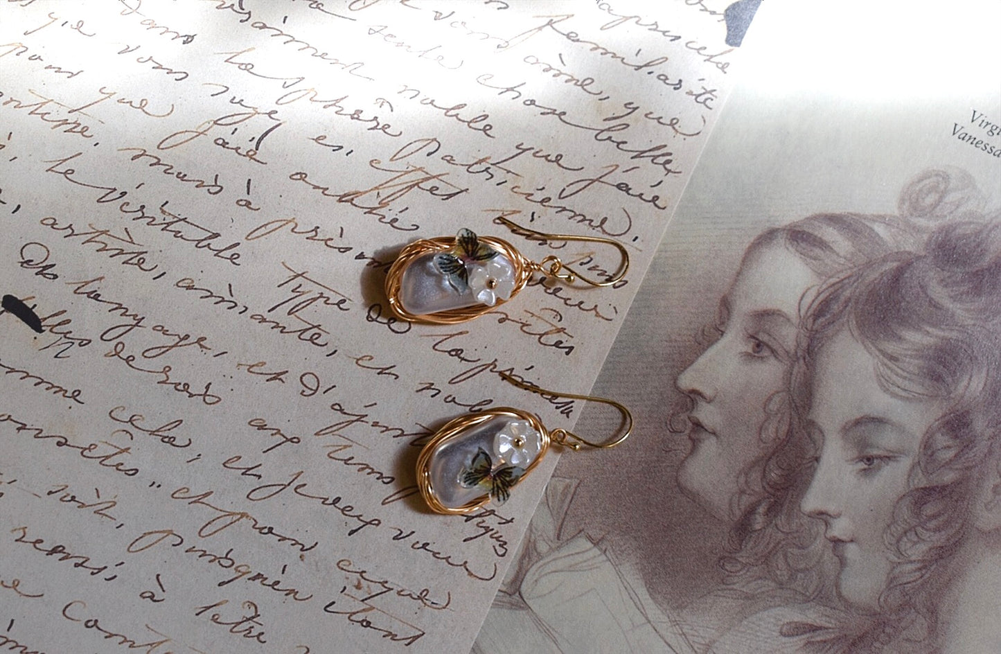 High Quality Butterfly & Pearl Drop Earrings