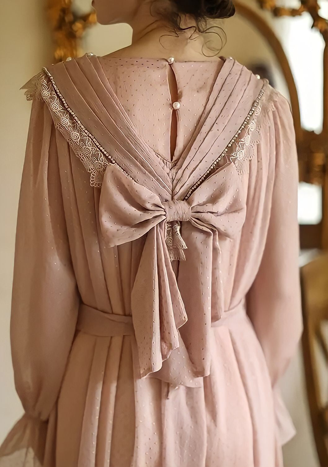 Elegant Bow Pink Dress