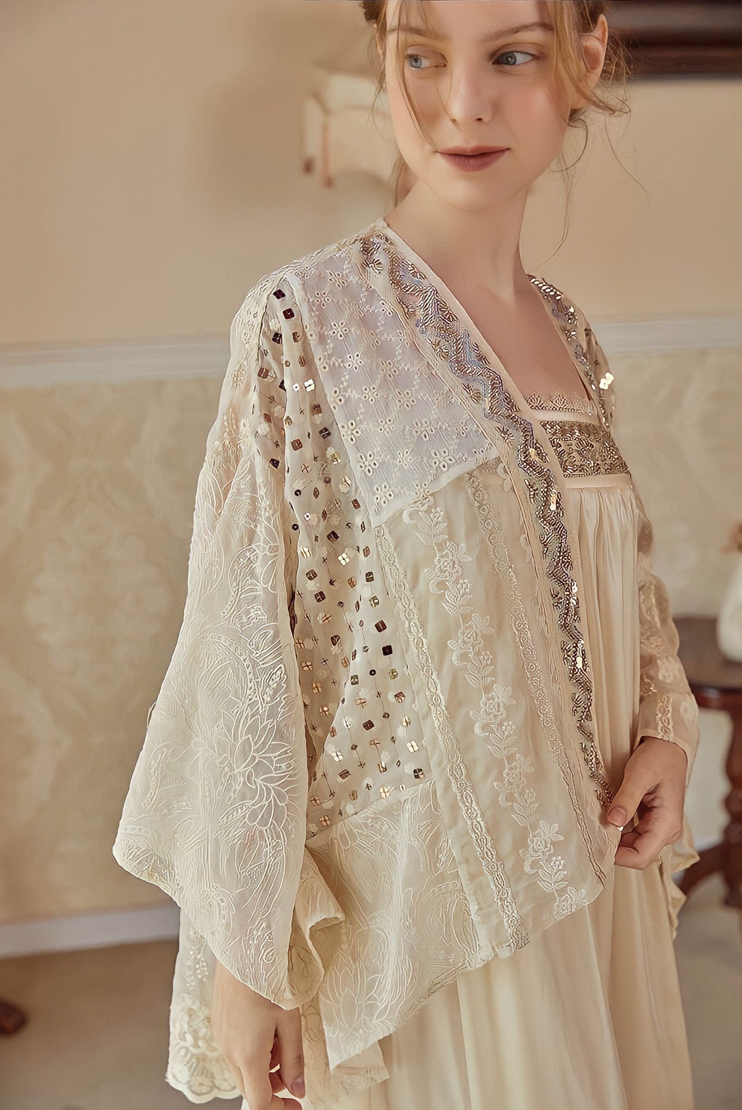 French Vintage Handmade Beading Dress & Cardigan