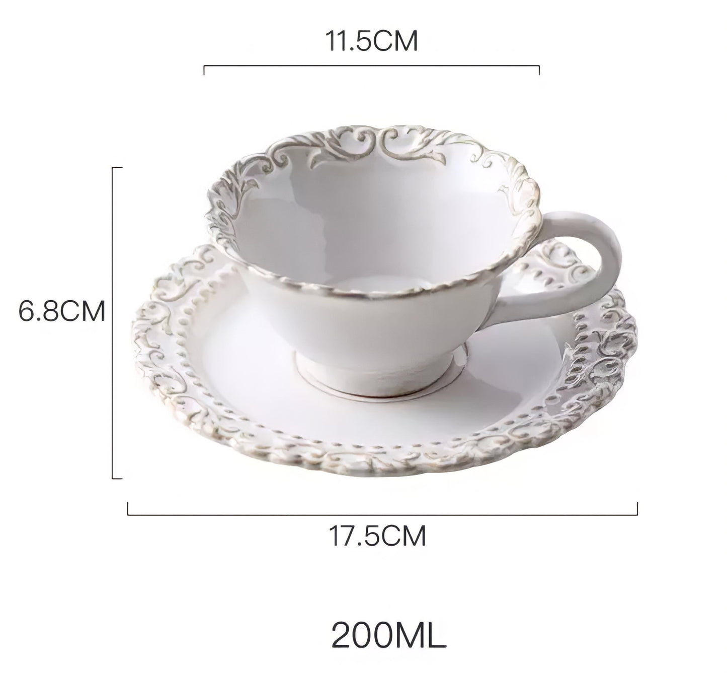 Vintage European Handmade White Coffee, Tea Cup & Saucer