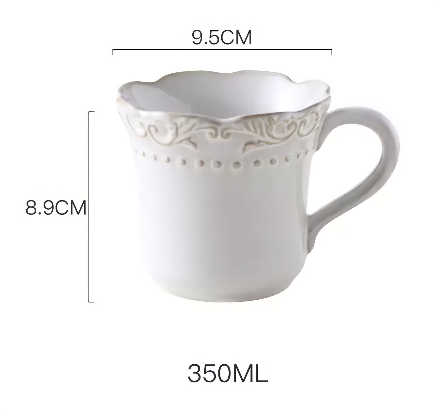 Vintage European Handmade White Coffee, Tea Cup & Saucer