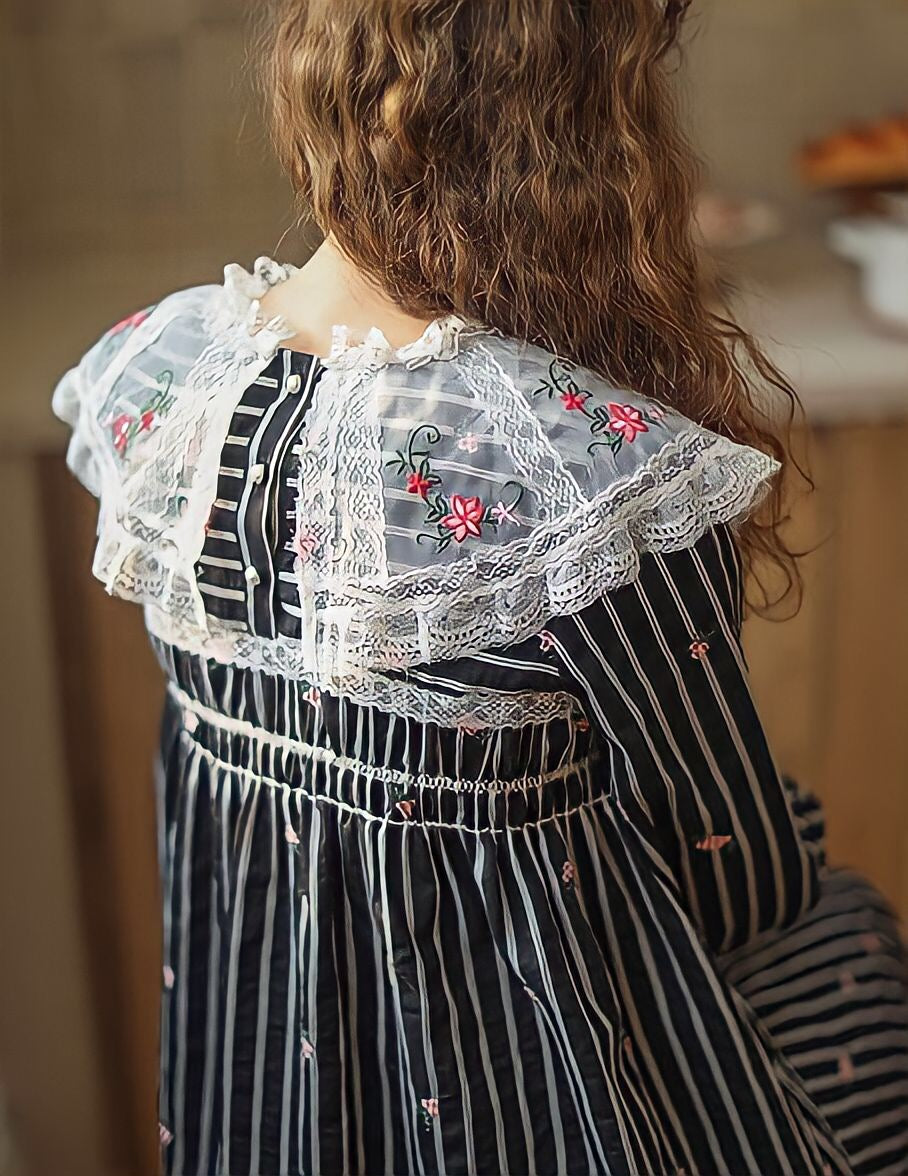 Elegant Embroidery Black Dress