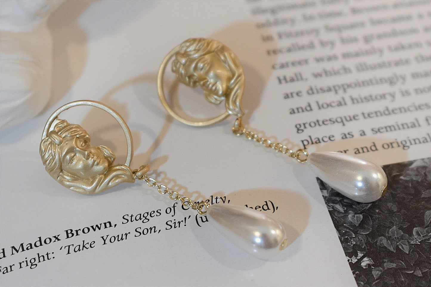 Portrait Art Baroque Pearl Earrings
