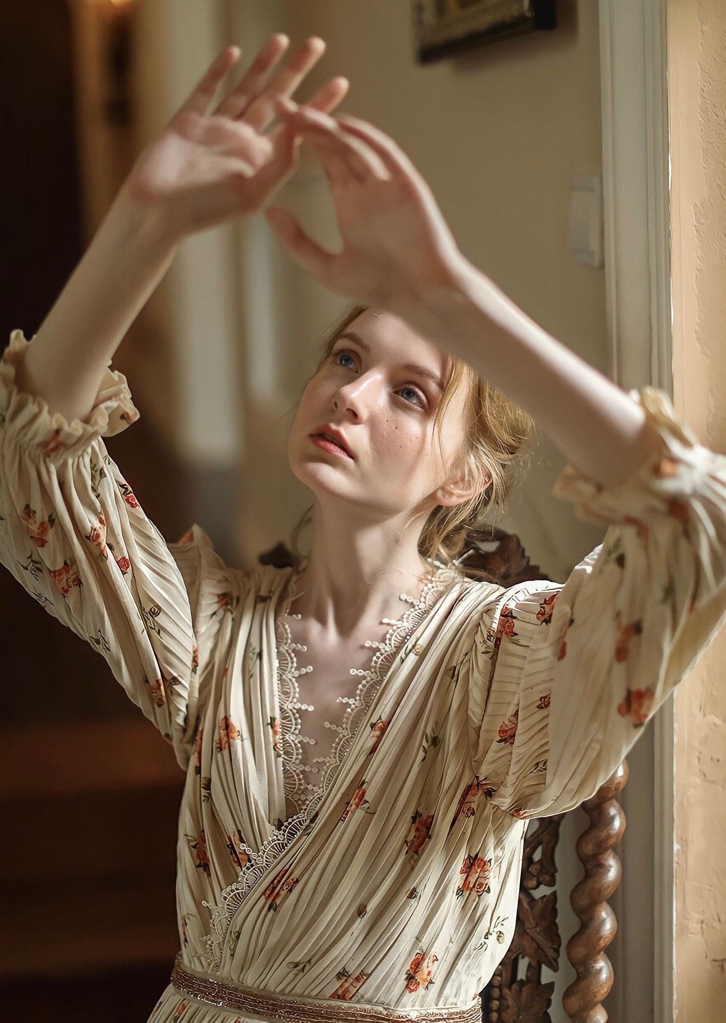 Vintage Elegant Floral Velvet Dress