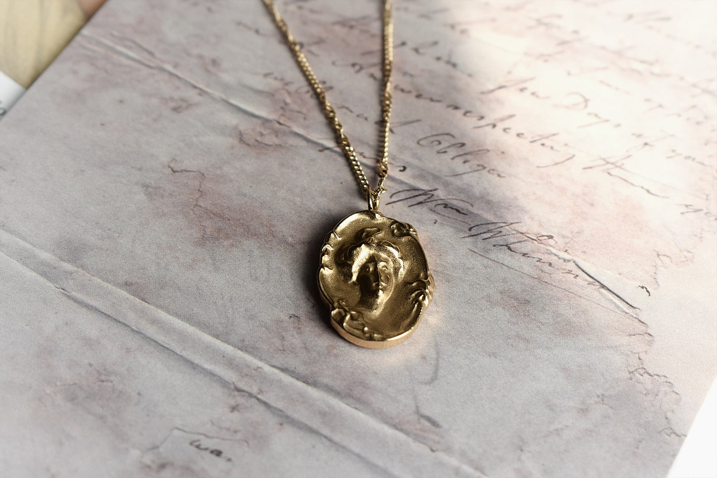 18k Gold Plated Portrait Necklace
