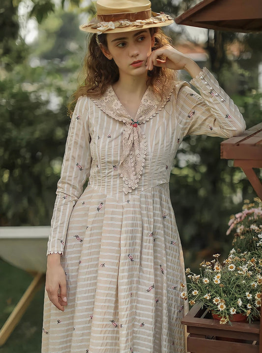 Vintage Elegant Striped Dress