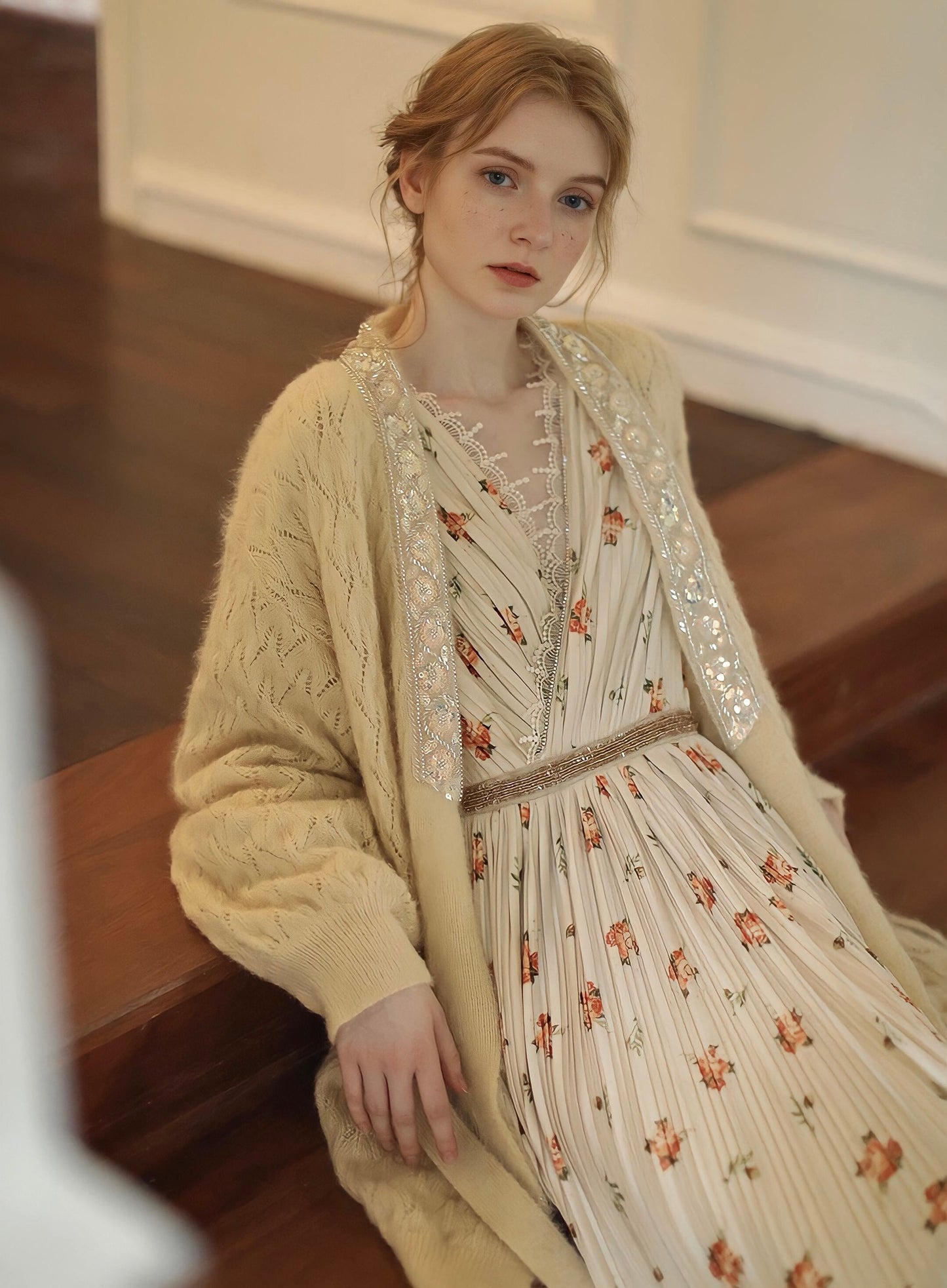 Vintage Elegant Floral Velvet Dress
