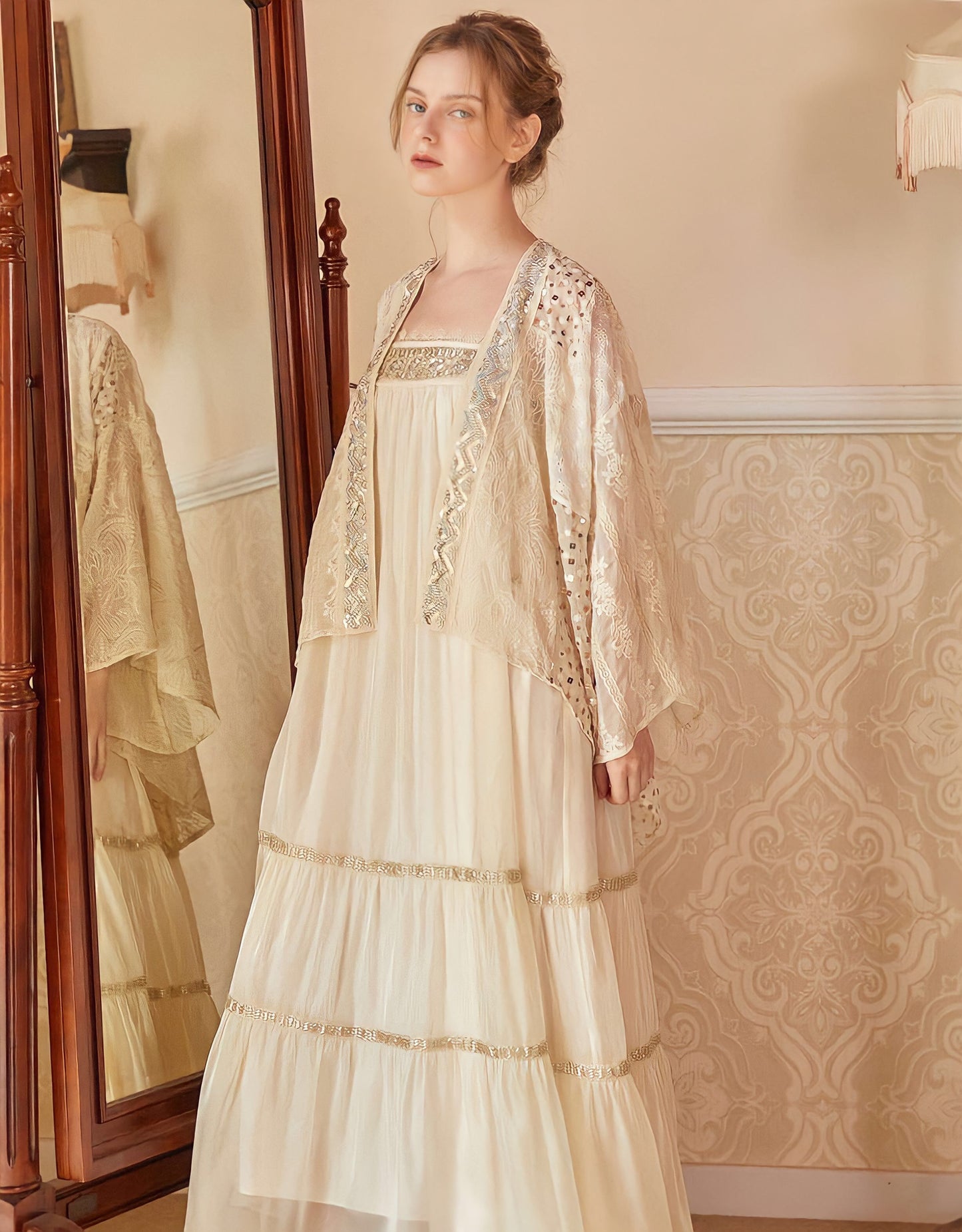 French Vintage Handmade Beading Dress & Cardigan