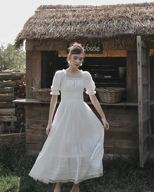 Vintage Elegant Lace 100% Cotton Dresses