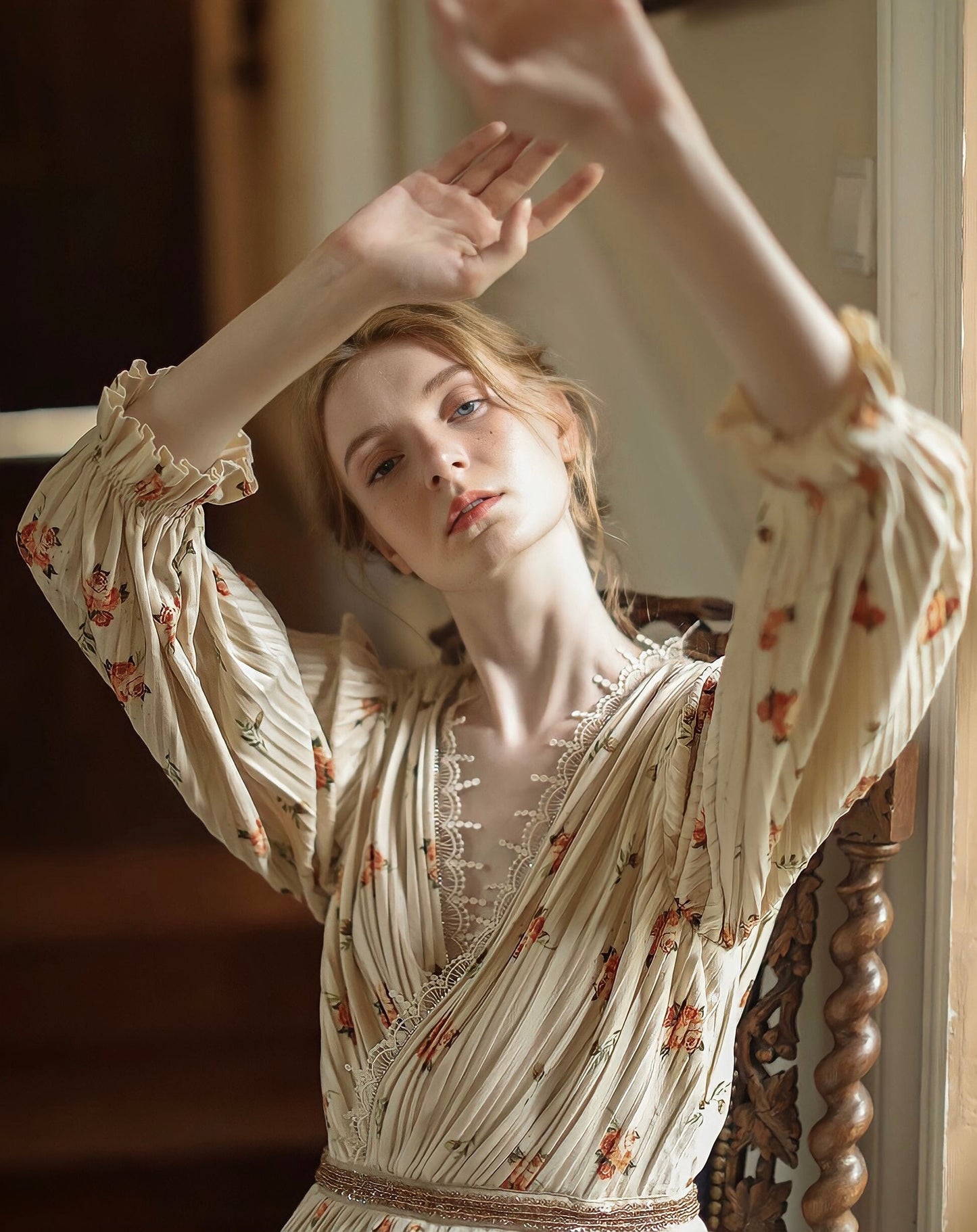 Vintage Elegant Floral Velvet Dress