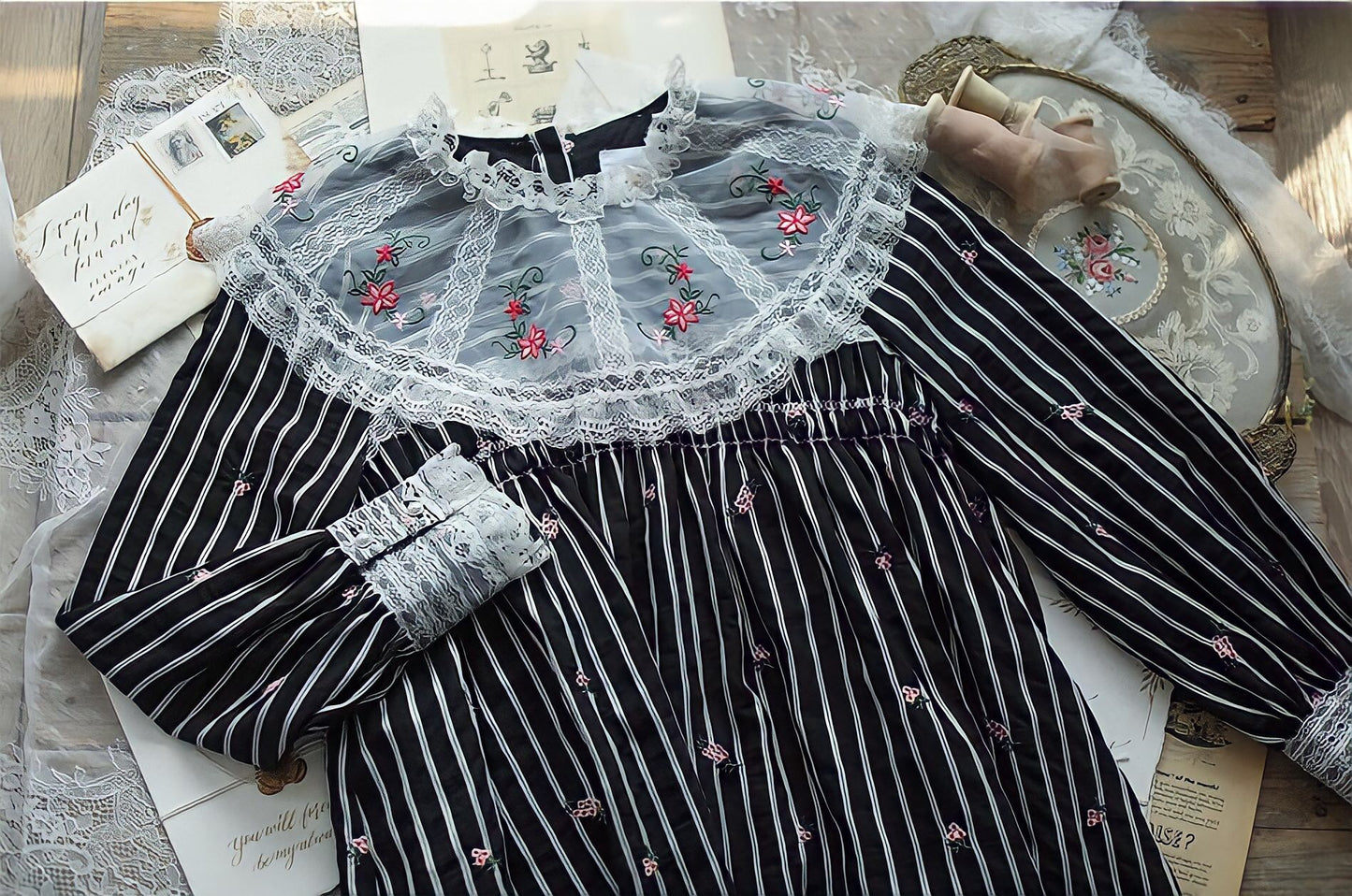 Elegant Embroidery Black Dress