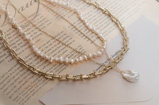 French Freshwater Pearl Gold Plated Necklaces