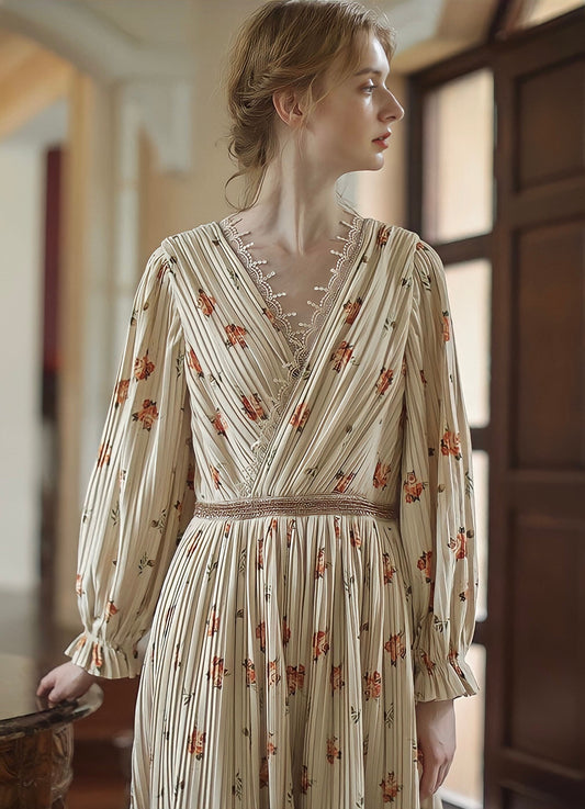 Vintage Elegant Floral Velvet Dress