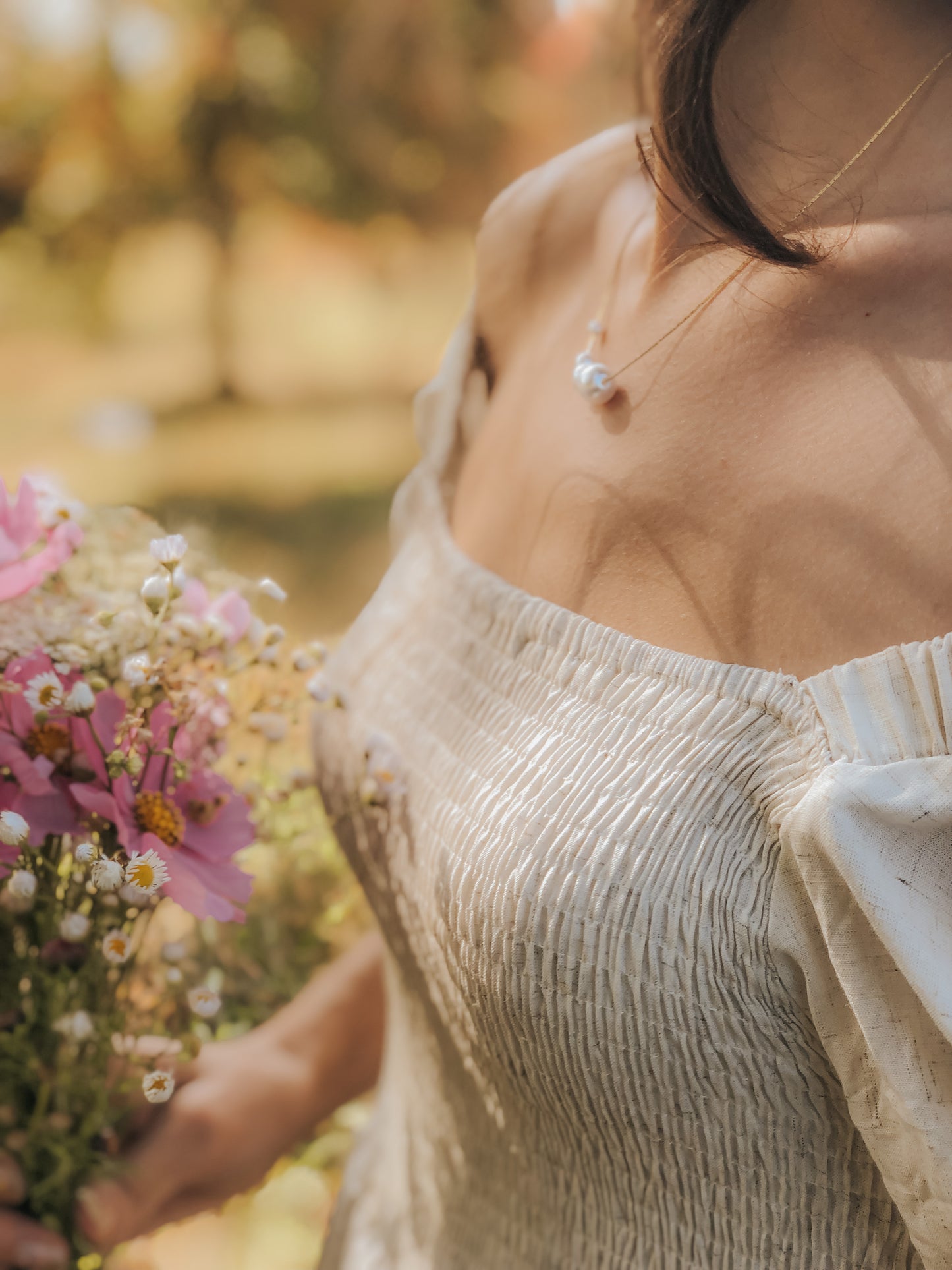 Vintage Elegant Creamy White Long Dress