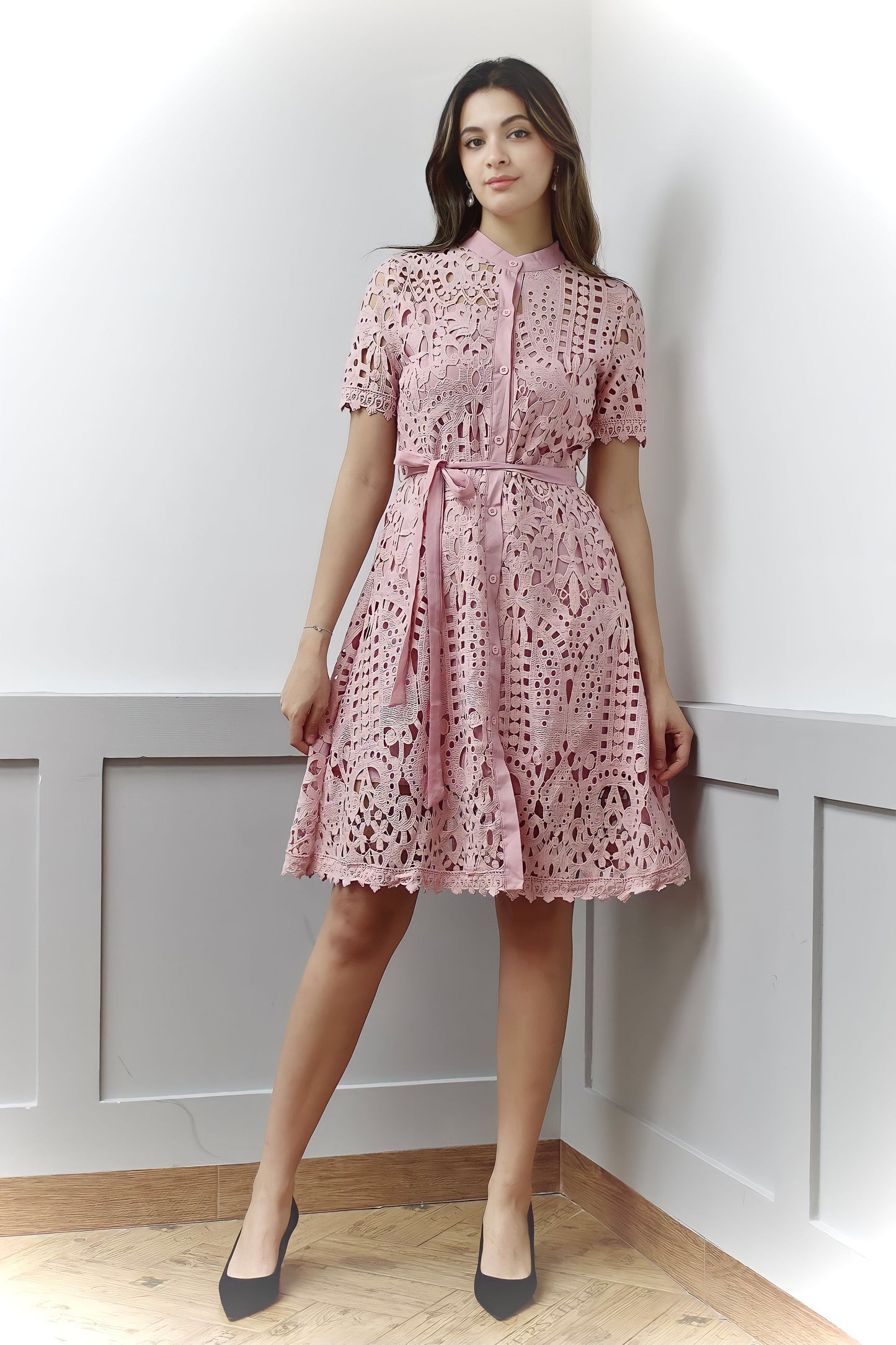 (Copy) Vintage Hollow Out Lace Midi Dress