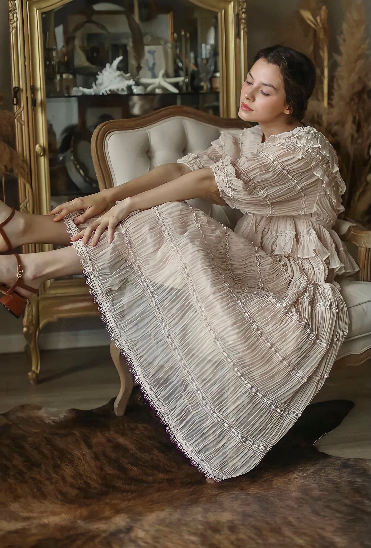 Elegant Pleated Luxury Maxi Dress