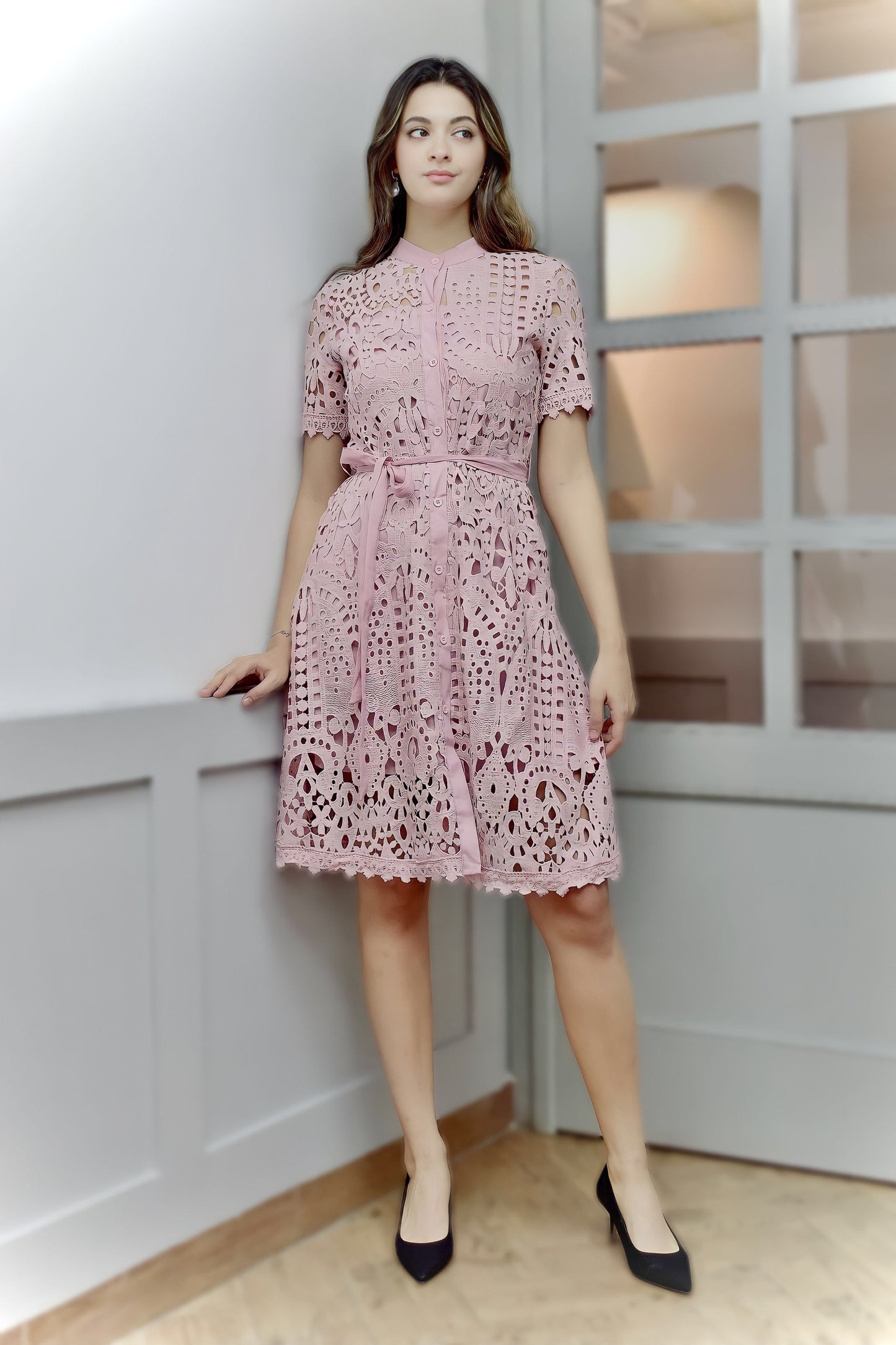 (Copy) Vintage Hollow Out Lace Midi Dress