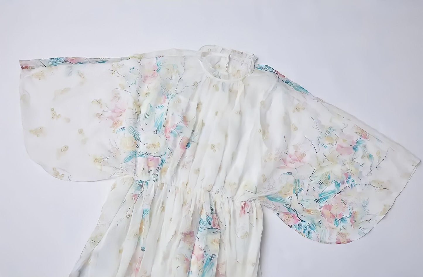 Elegant Embroidery Elastic Waist Chiffon Long Dress