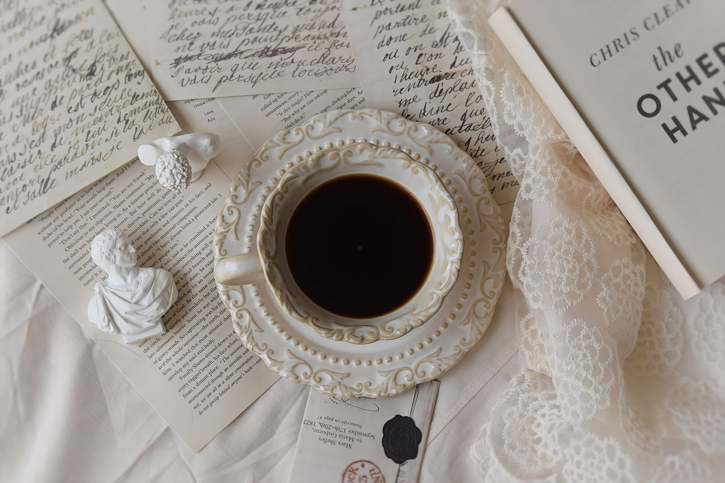 Vintage European Handmade White Coffee, Tea Cup & Saucer