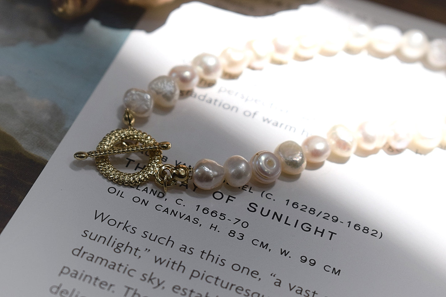 White Baroque Pearls Chain Bracelet