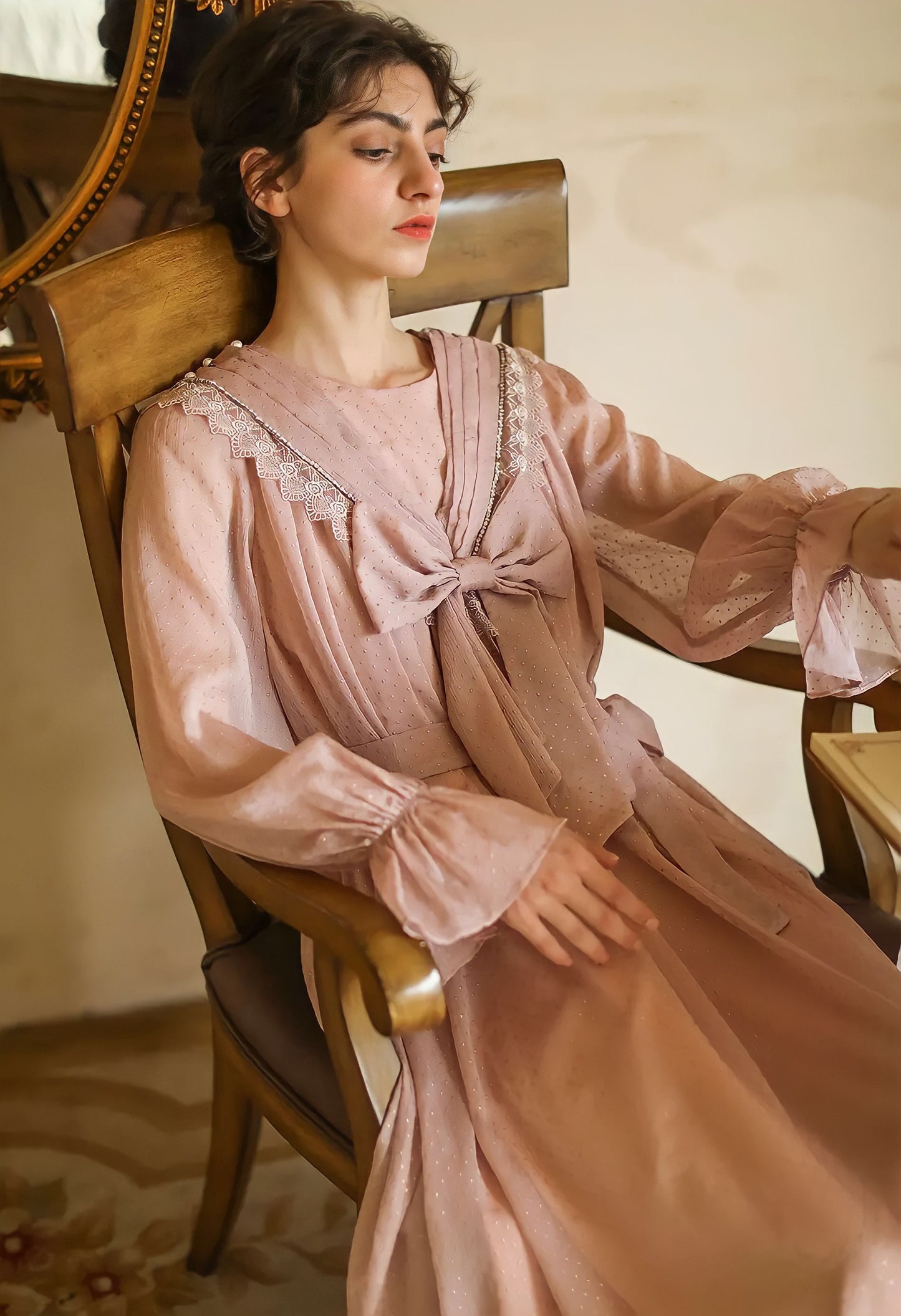Elegant Bow Pink Dress