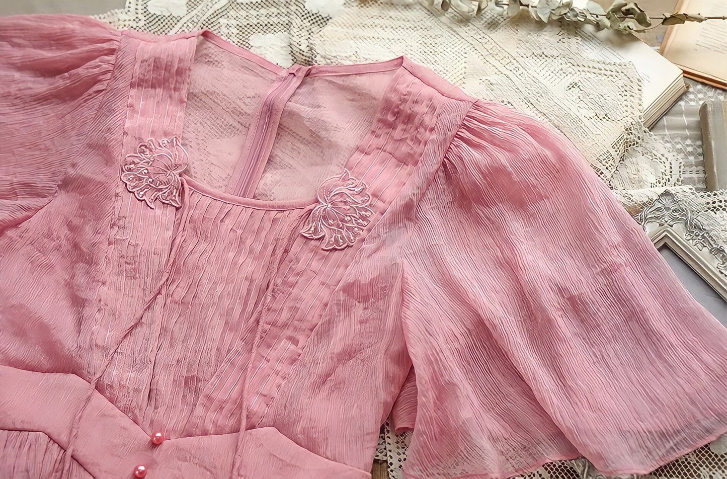 Sweet Elegant Chiffon Embroidery Long Dress