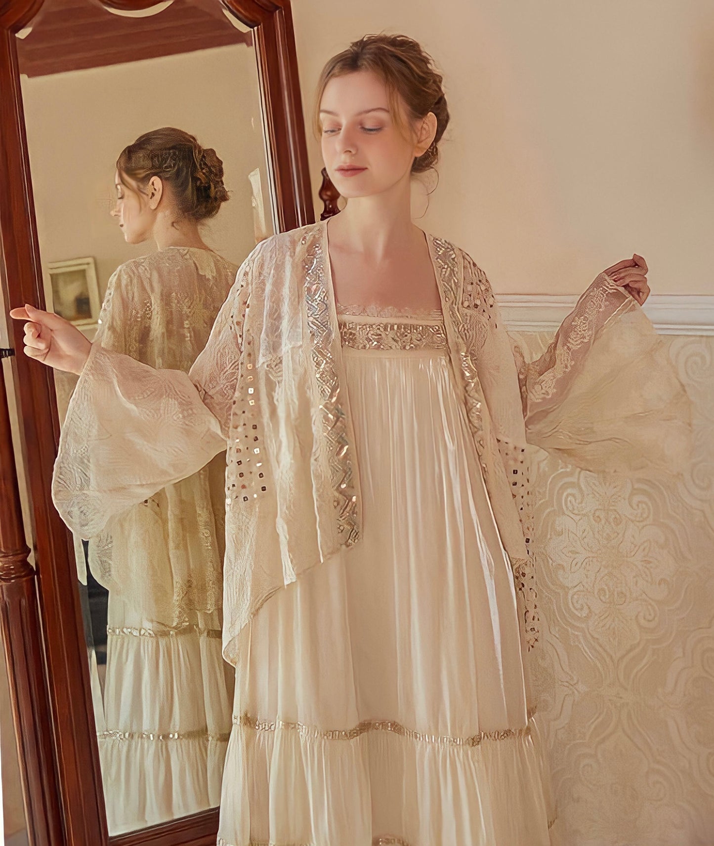 French Vintage Handmade Beading Dress & Cardigan