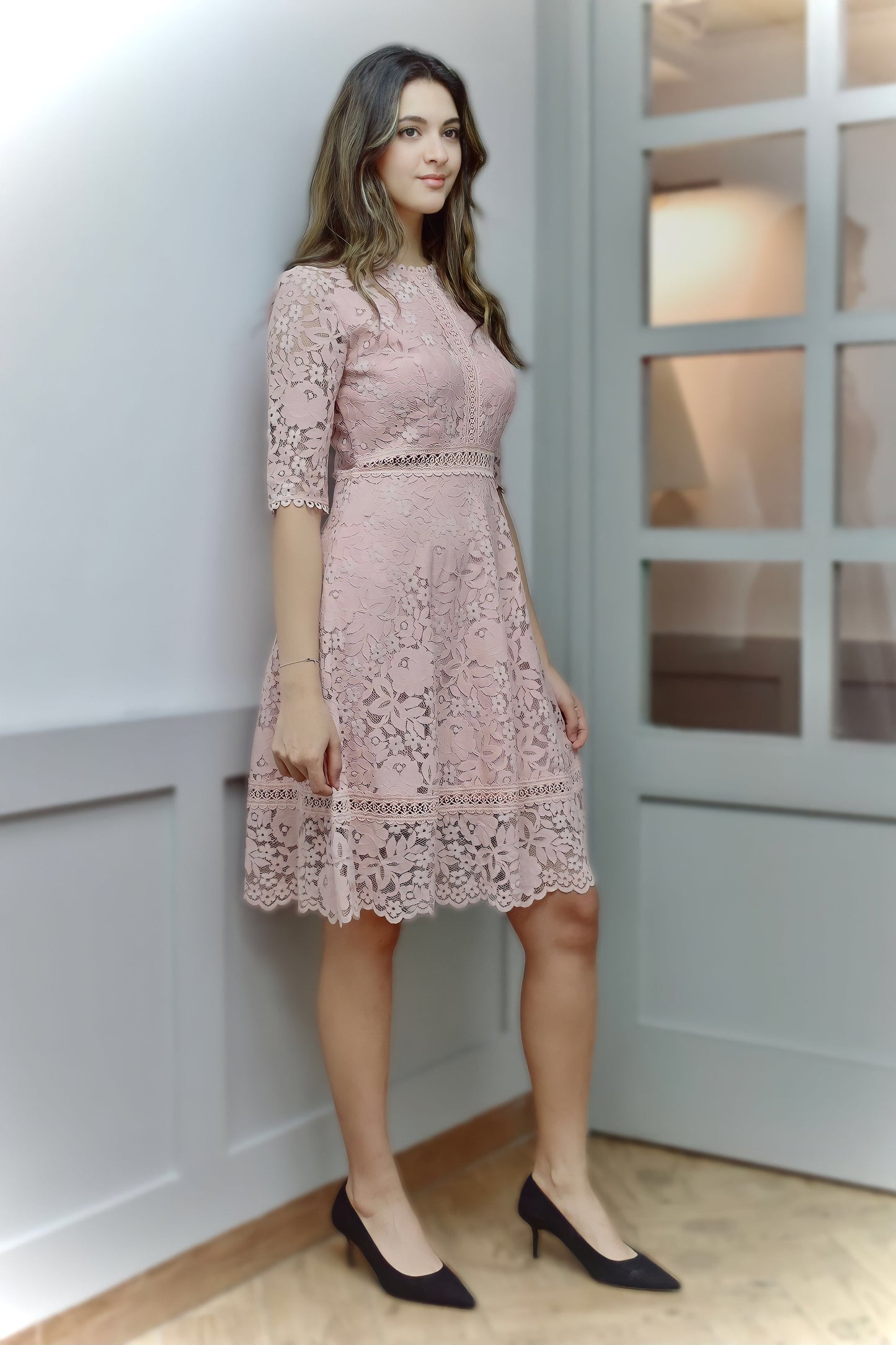 Pink Vintage Crochet Dress