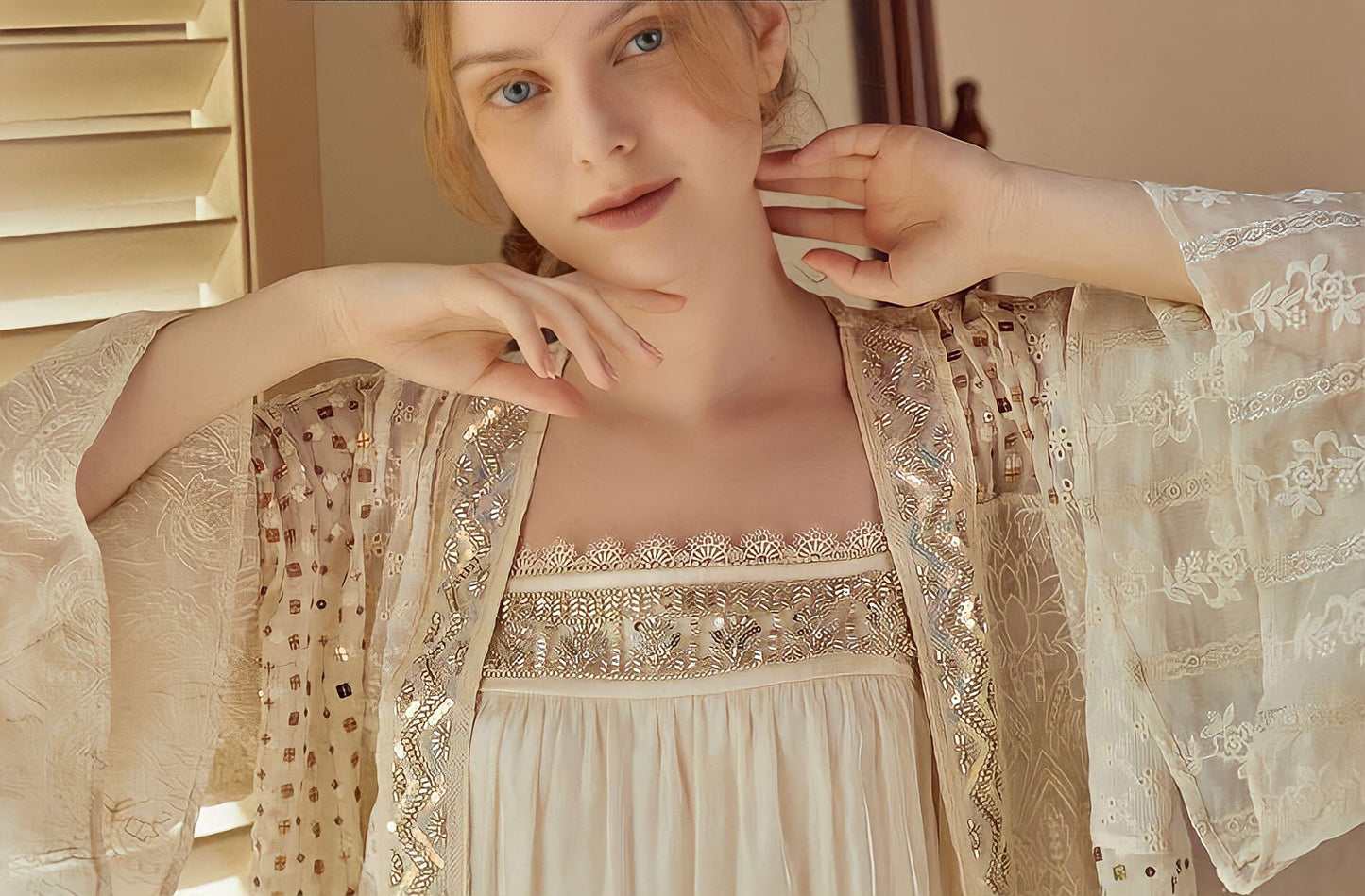 French Vintage Handmade Beading Dress & Cardigan