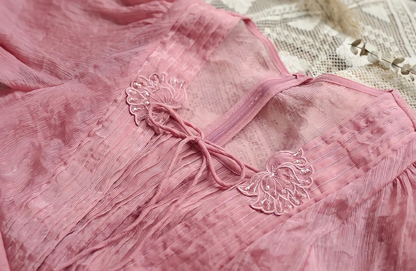 Sweet Elegant Chiffon Embroidery Long Dress