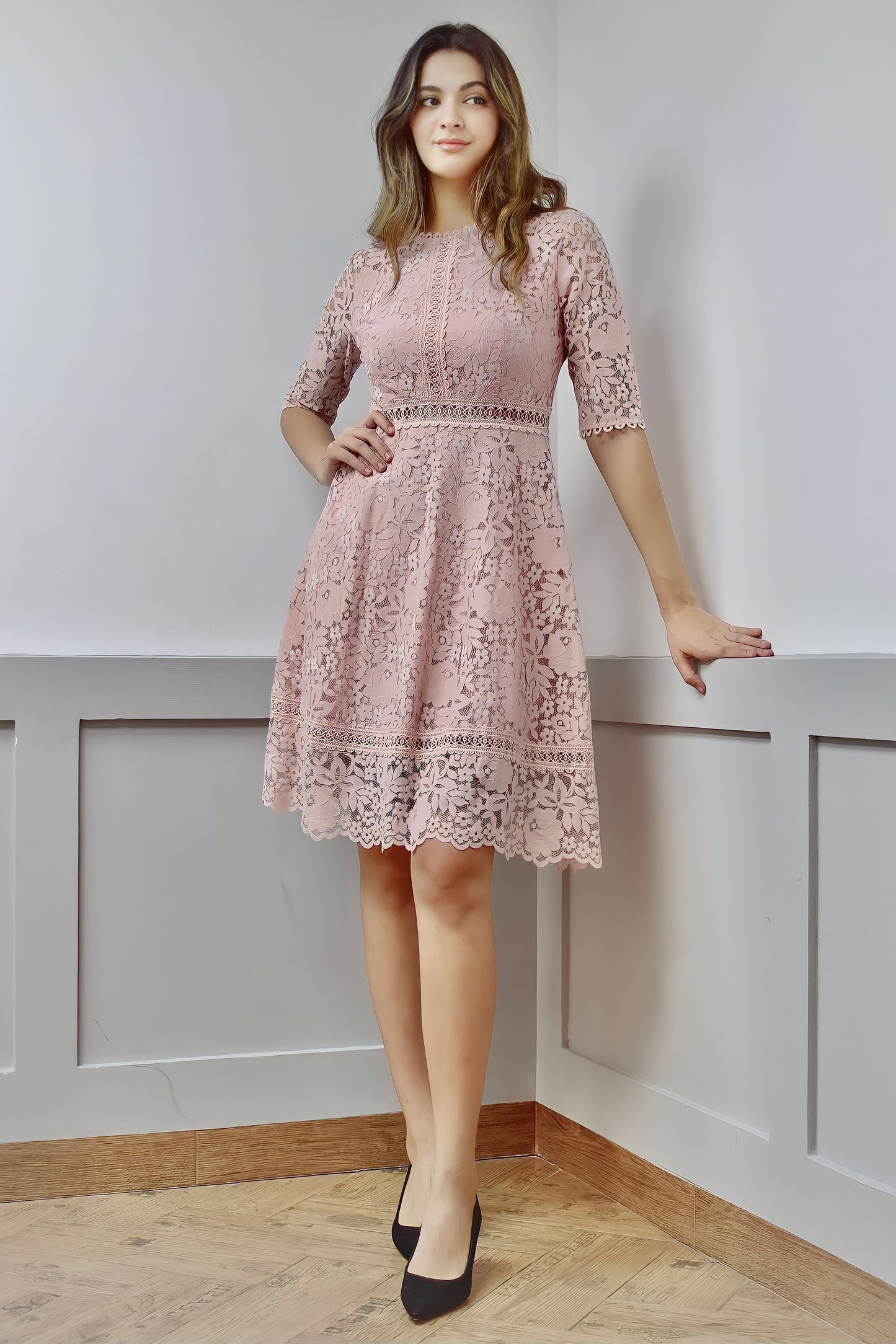 Pink Vintage Crochet Dress