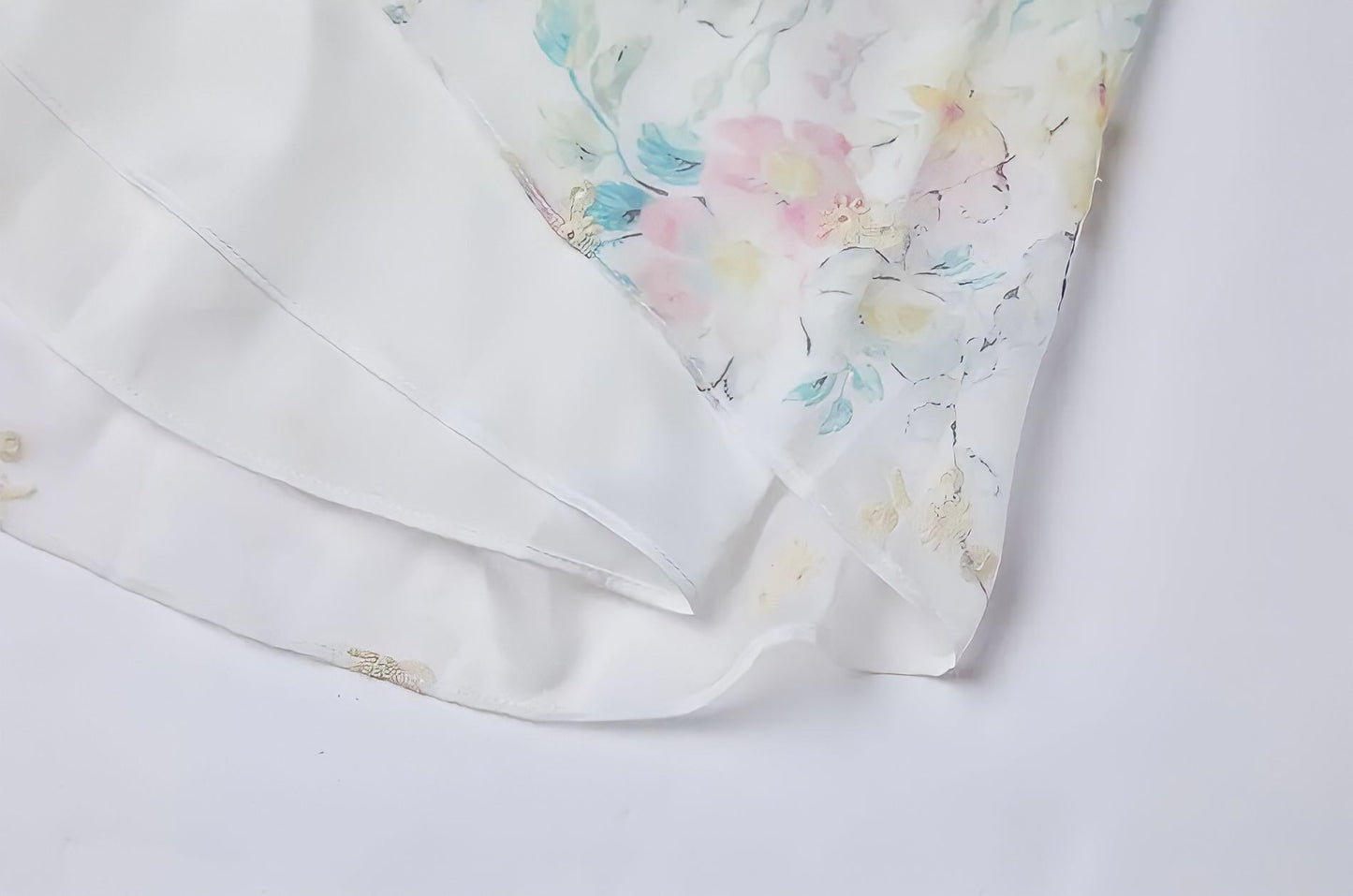 Elegant Embroidery Elastic Waist Chiffon Long Dress