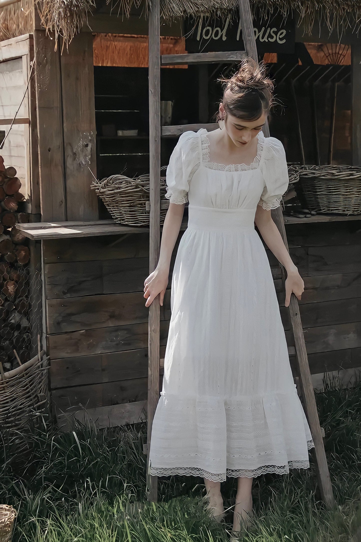 Vintage Elegant Lace 100% Cotton Dresses