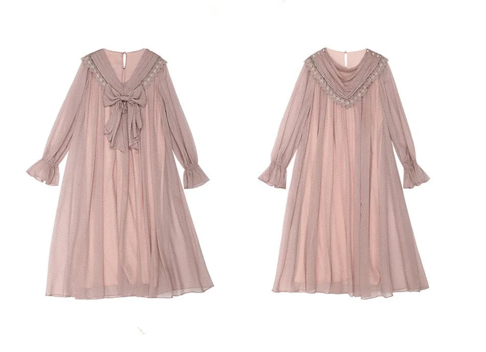 Elegant Bow Pink Dress