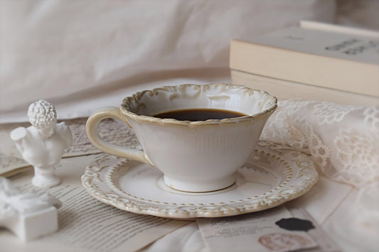 Vintage European Handmade White Coffee, Tea Cup & Saucer