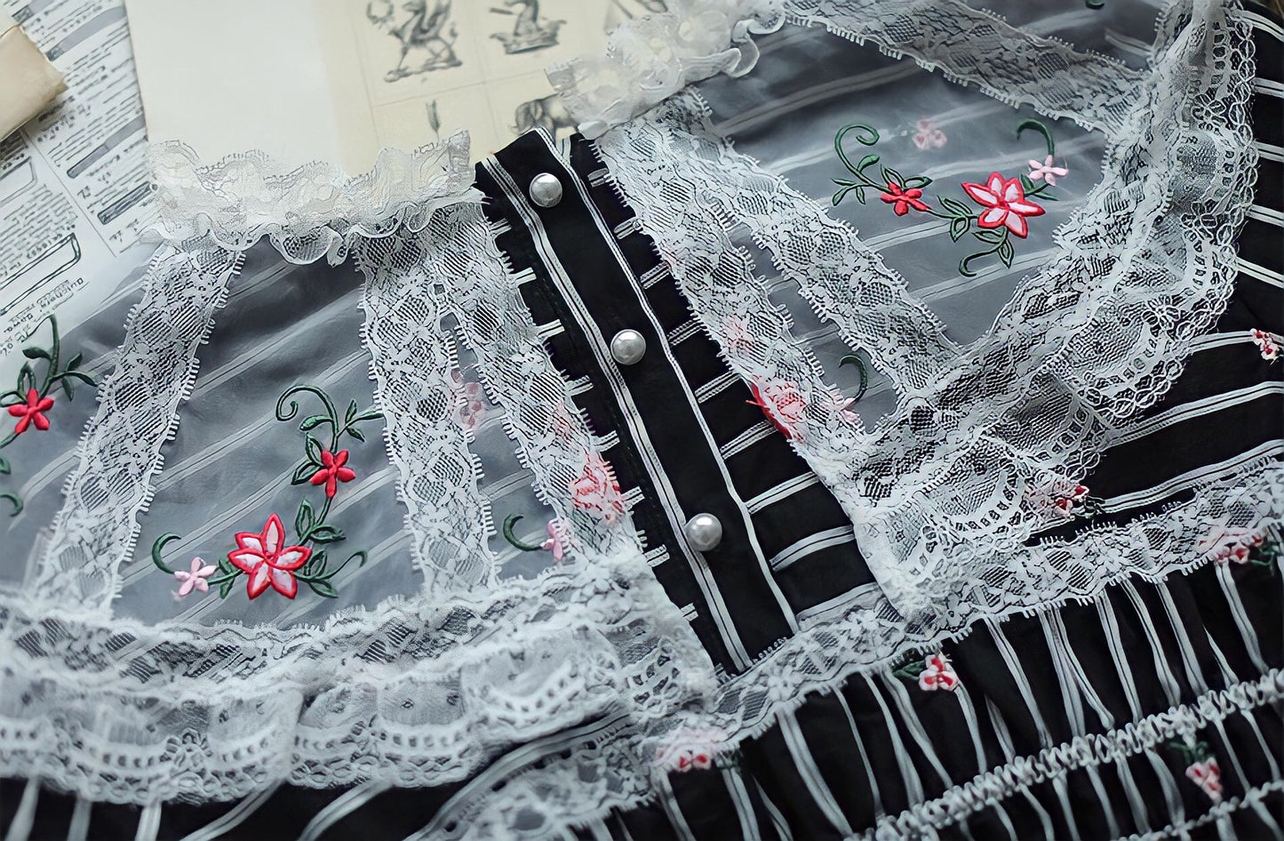 Elegant Embroidery Black Dress
