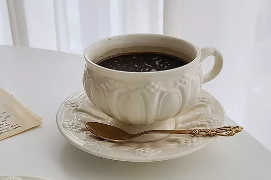 Vintage White Ceramic Cup Set & Pot