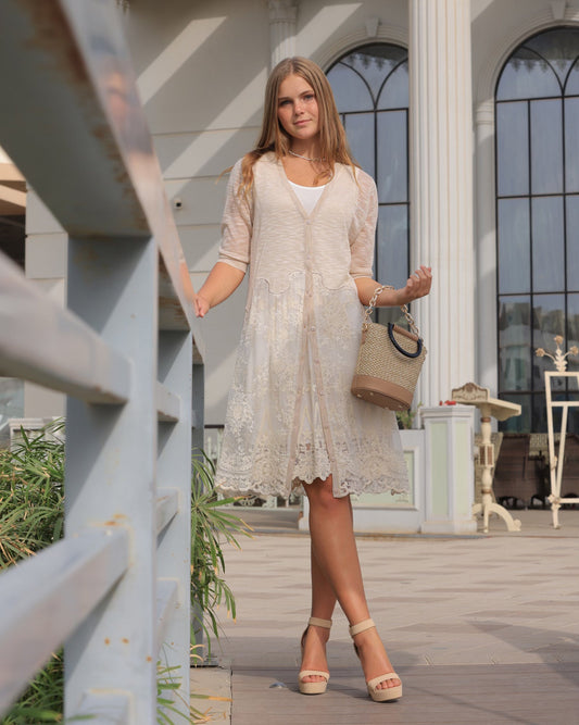 Vintage Cotton Knitted Cardigan & Dress