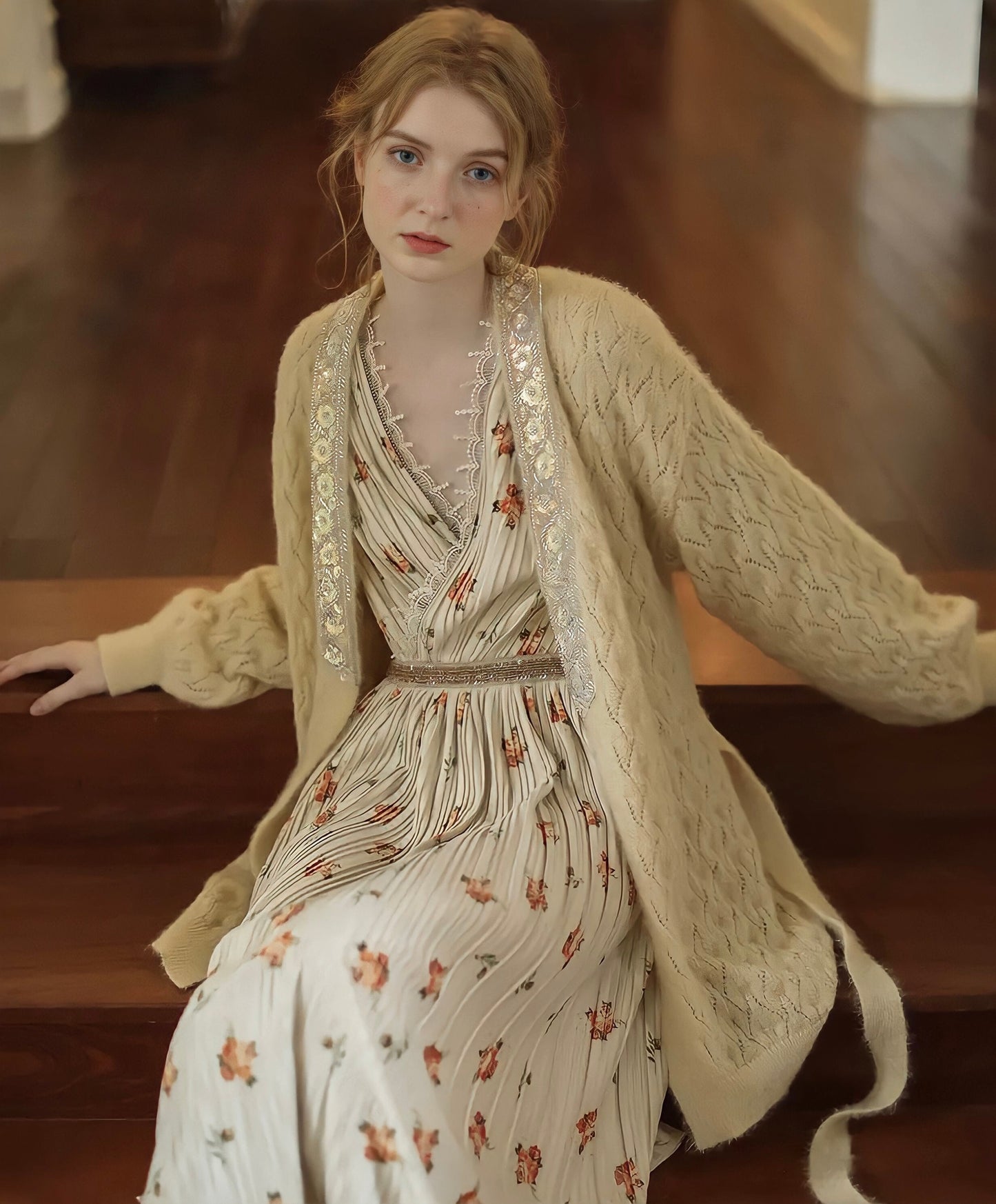 Vintage Elegant Floral Velvet Dress