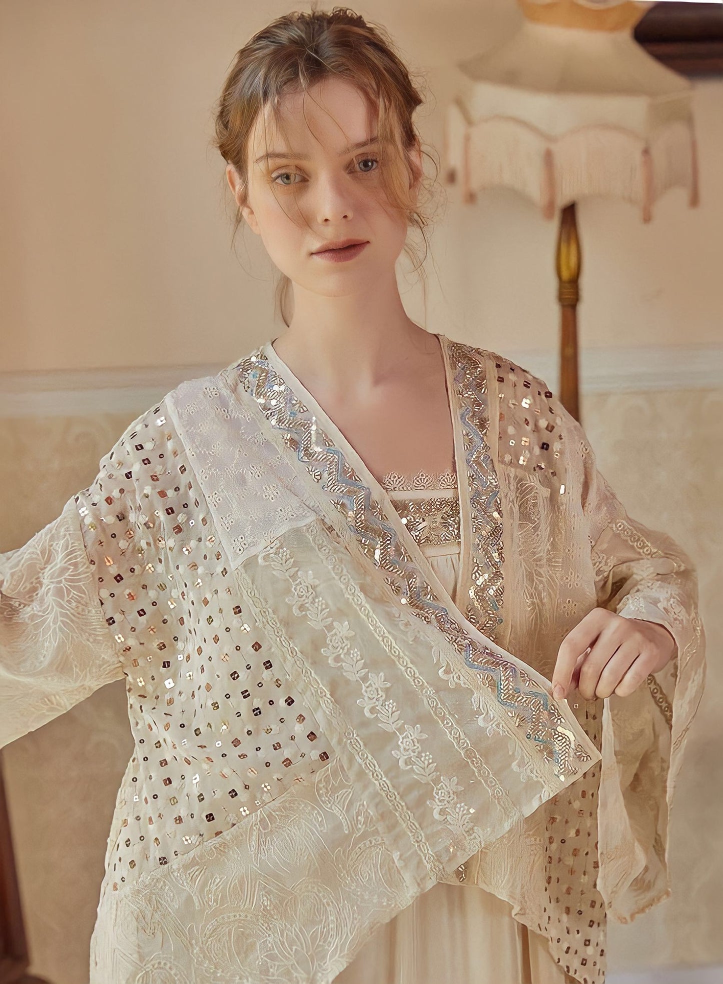 French Vintage Handmade Beading Dress & Cardigan