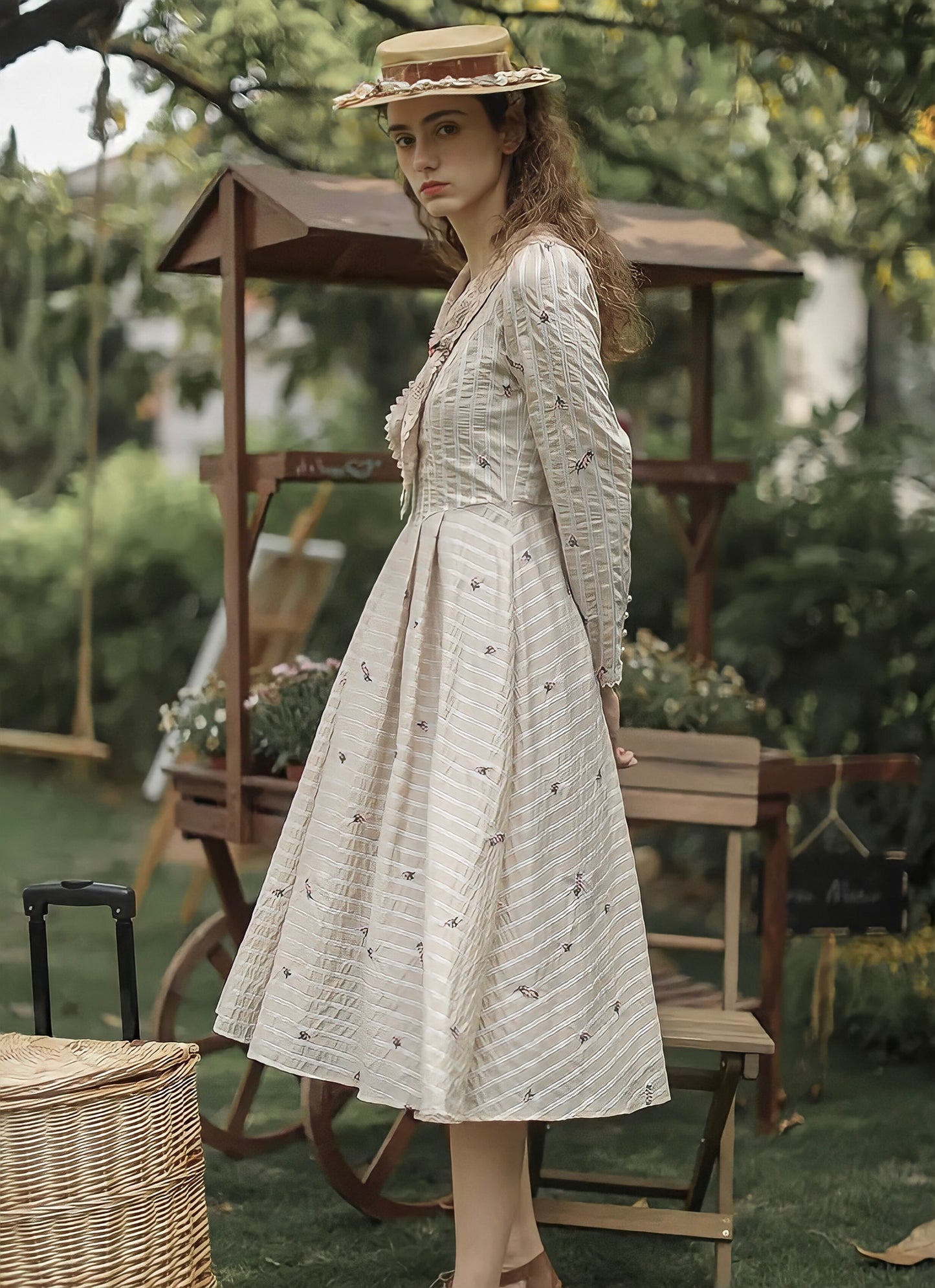 Vintage Elegant Striped Dress